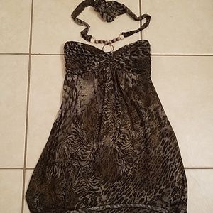 Strapless halter top dress